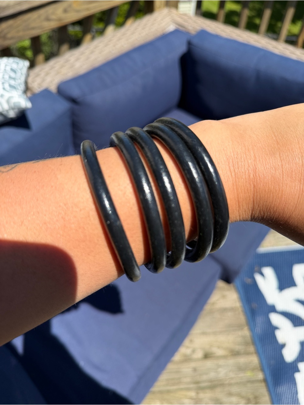 Set of 5 Black Wooden Bangles